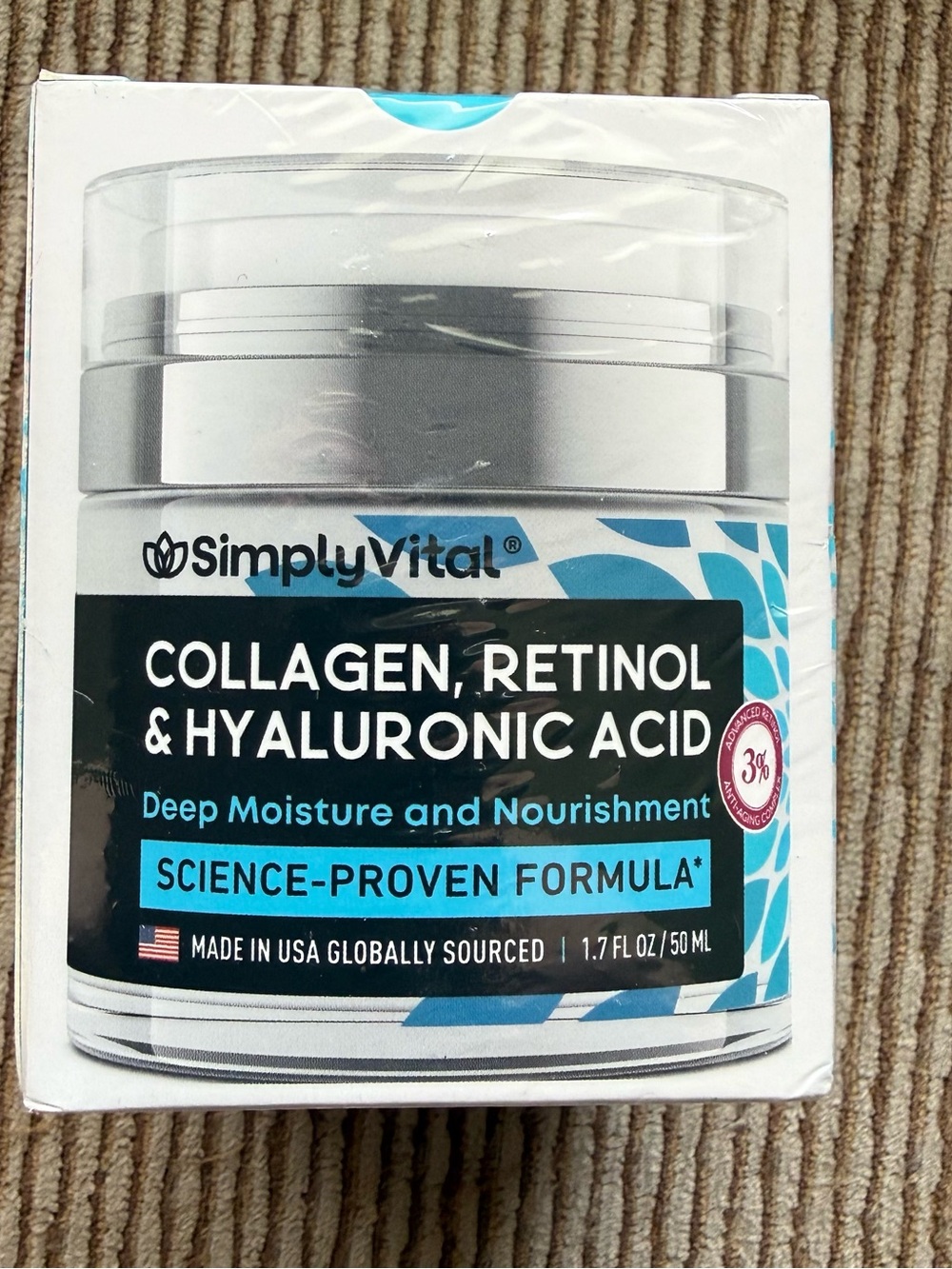 NEW! Simply Vital Anti Aging Cream-Collagen, Retinol, &Hyaluronic Acid.